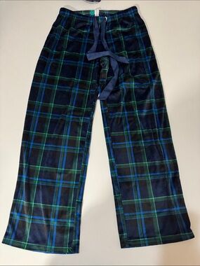 stars above Navy & Green Plaid Kids Pajama Bottoms